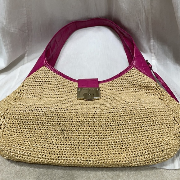 Jimmy Choo Rajah Raffia & Croc leather hobo bag. - Picture 7 of 10